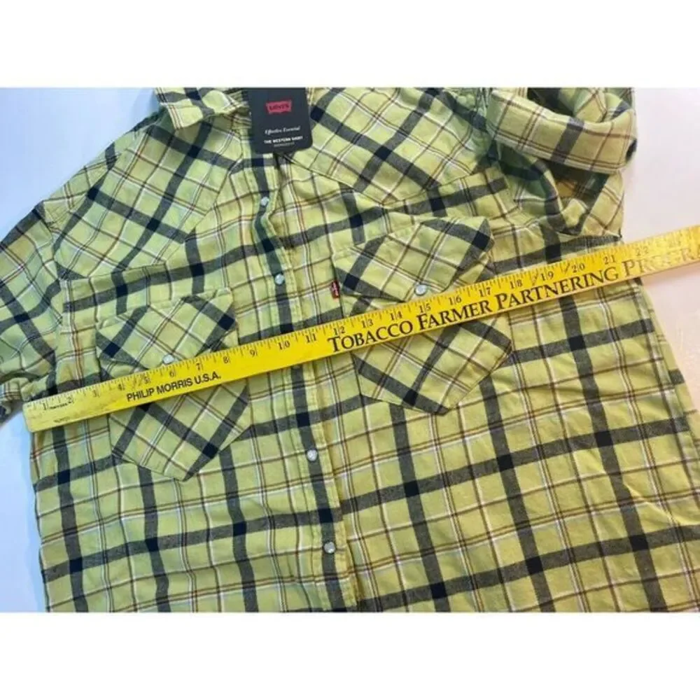 Levi's NWT Flannel Pearl Snap Shirt Mens Size S ‎ Western Plaid